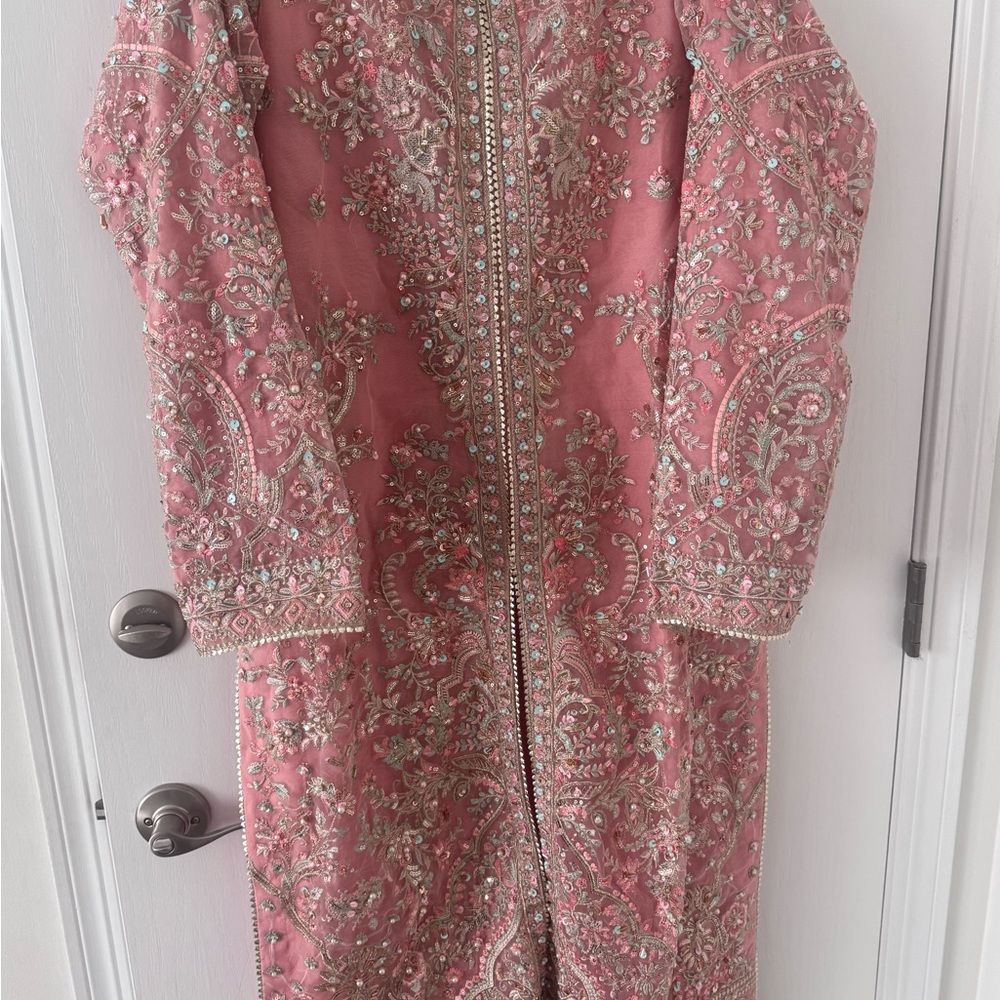 Embellished Pink Long Coat